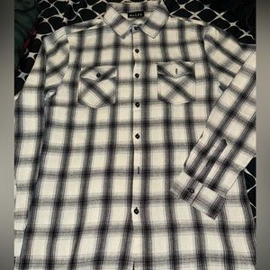 Vintage designer flannel white checkered lumberjack